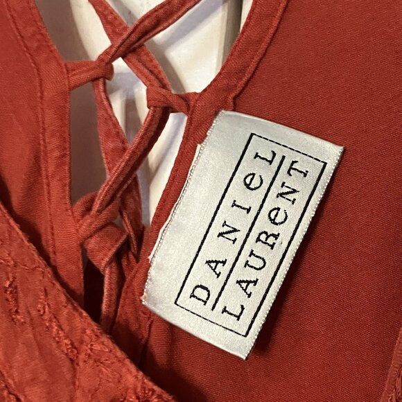 Y2K Daniel Laurent Maxi Dress Womens S Red Floral Embroidered Boho Fairy Vintage - Picture 3 of 10